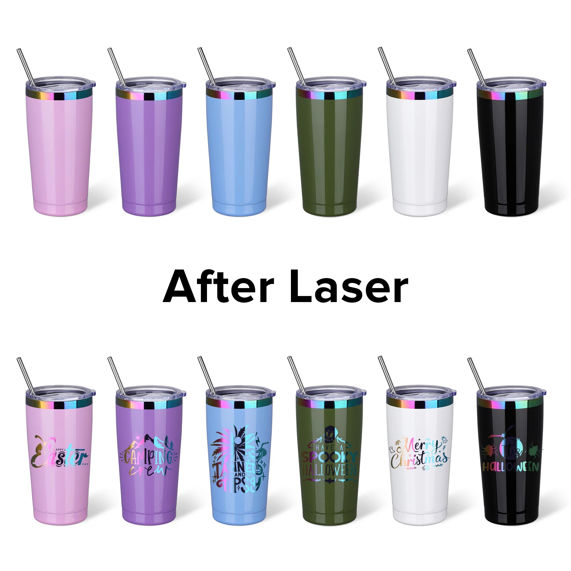 12 Pack 20 oz Stainless Steel Tumblers Bulk, Insulated Travel Cup with Lid,fit laser engraving,Car Cupholder(Assorted Colors)