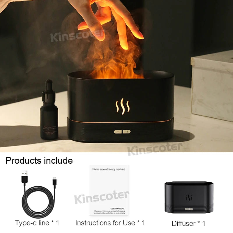 KINSCOTER Aroma Diffuser Air Humidifier Ultrasonic Cool Mist Maker Fogger Led Essential Oil Flame Lamp Diffuser