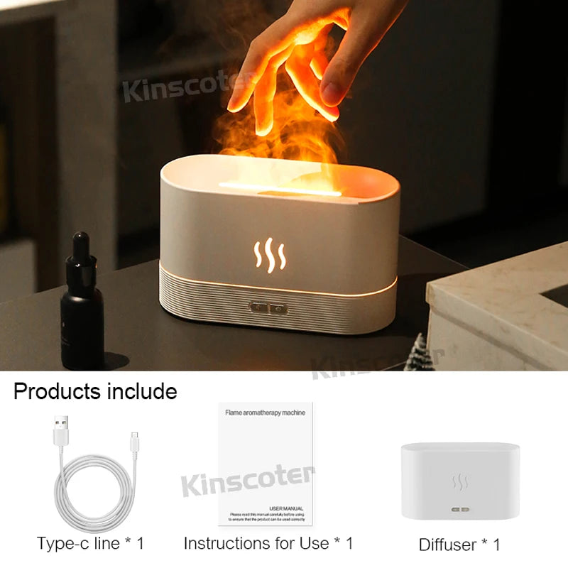 KINSCOTER Aroma Diffuser Air Humidifier Ultrasonic Cool Mist Maker Fogger Led Essential Oil Flame Lamp Diffuser