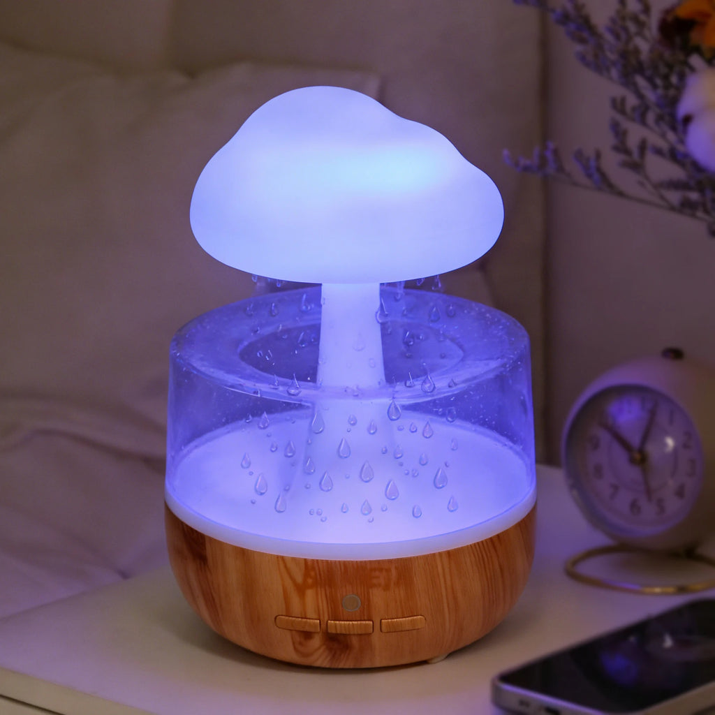 Cloud Raindrop LED Humidifier, Aroma Diffuser Night Light for Bedroom, Home, Office, Decor