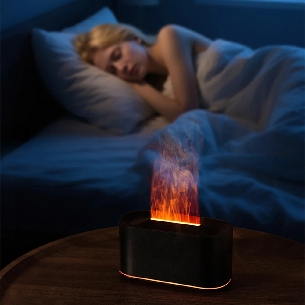 Flame Essential Oil Diffuser, Colorful Flame Diffuser Humidifier, 7 Colour Lights Noiseless Essential Oil Diffuser with Auto Off