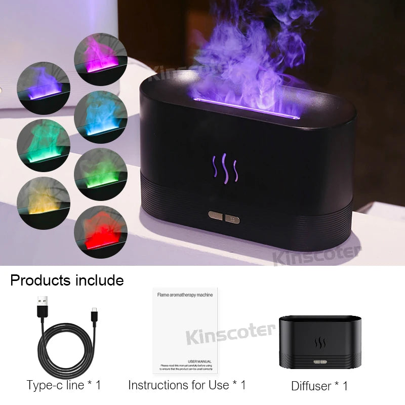 KINSCOTER Aroma Diffuser Air Humidifier Ultrasonic Cool Mist Maker Fogger Led Essential Oil Flame Lamp Diffuser