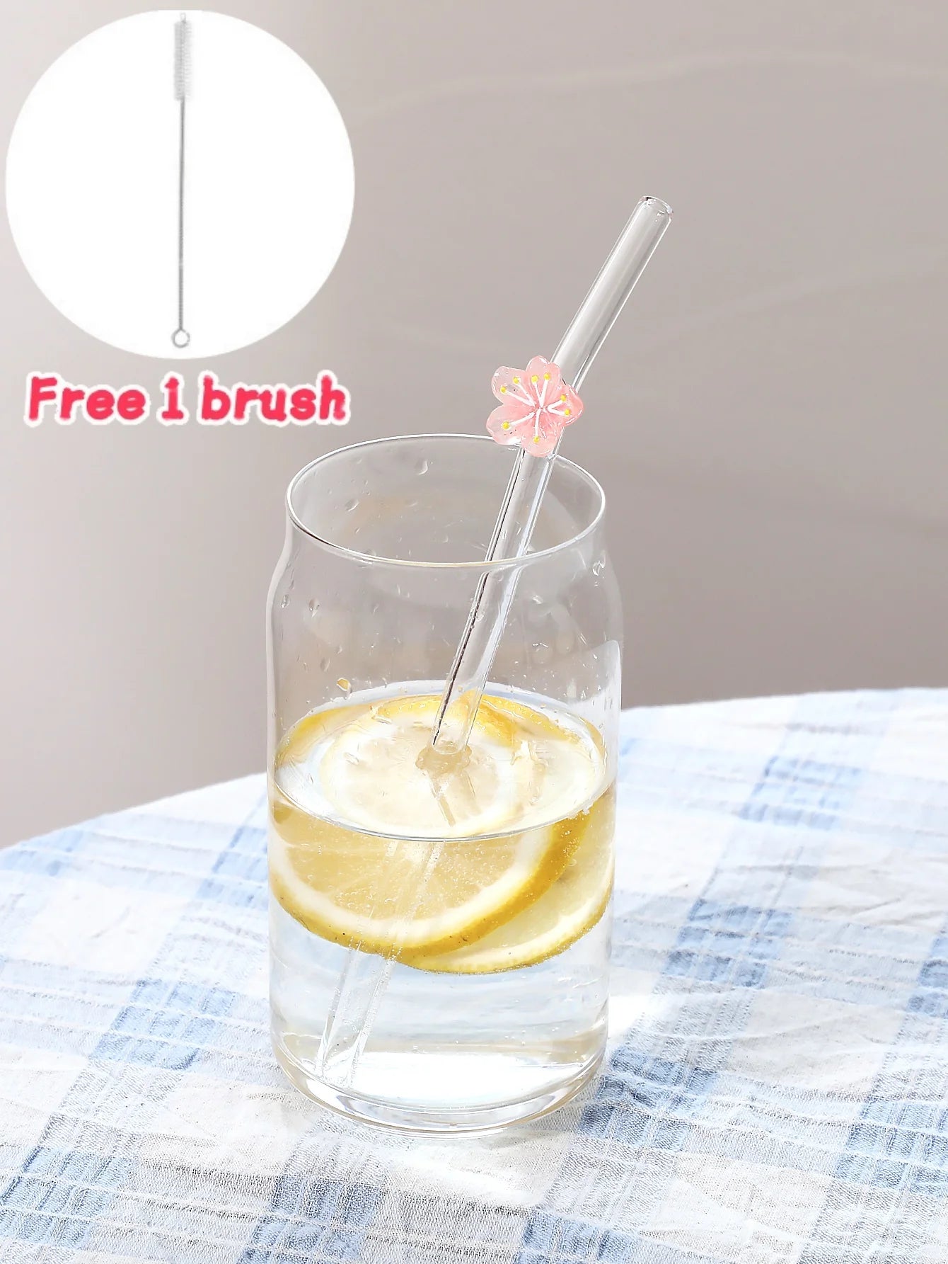 1/2PCS Flower Decorated Glass Straws, Perfect for Juice, Milk Tea, Drinks, School Supplies, Back-To-School Gifts