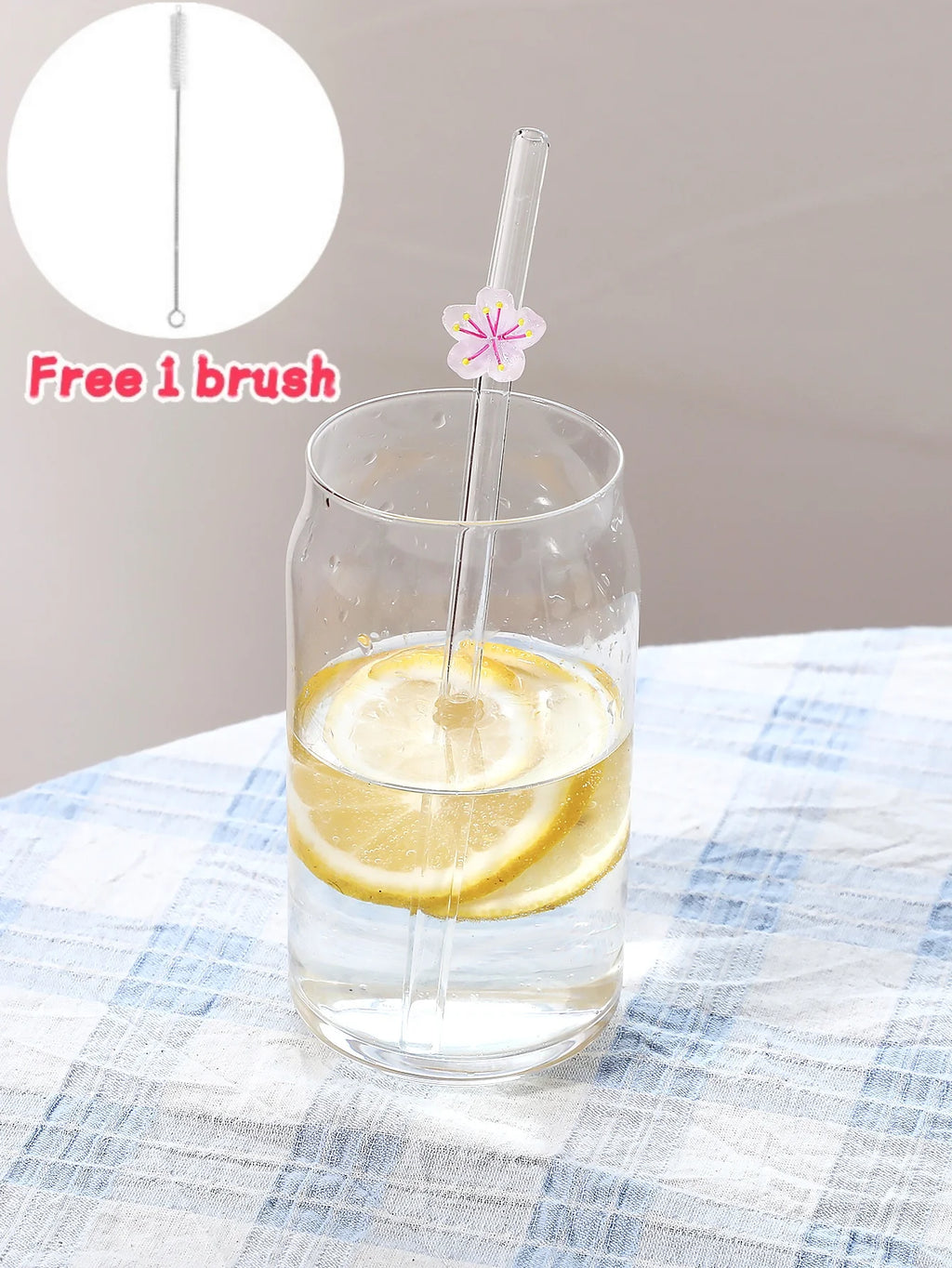 1/2PCS Flower Decorated Glass Straws, Perfect for Juice, Milk Tea, Drinks, School Supplies, Back-To-School Gifts