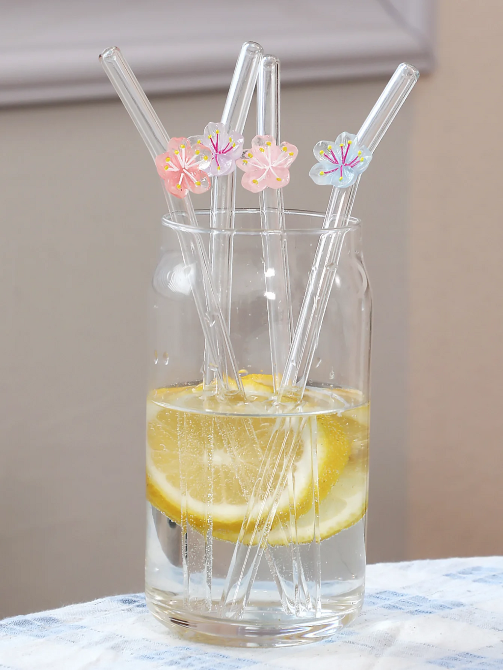 1/2PCS Flower Decorated Glass Straws, Perfect for Juice, Milk Tea, Drinks, School Supplies, Back-To-School Gifts