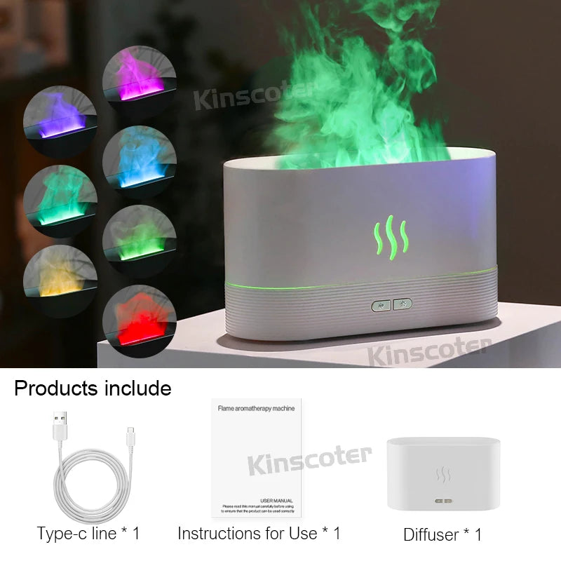 KINSCOTER Aroma Diffuser Air Humidifier Ultrasonic Cool Mist Maker Fogger Led Essential Oil Flame Lamp Diffuser