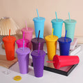 Assorted solid color reusable 710ml 24oz plastic cup cold cup coloured cup takeaway straw cup glasses with straw and lid