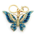 Colorful Rhinestone Butterfly Key Chain Pendant Gold Color Metal Animal Insect Keyring for Women Girl Jewelry Gift llaveros