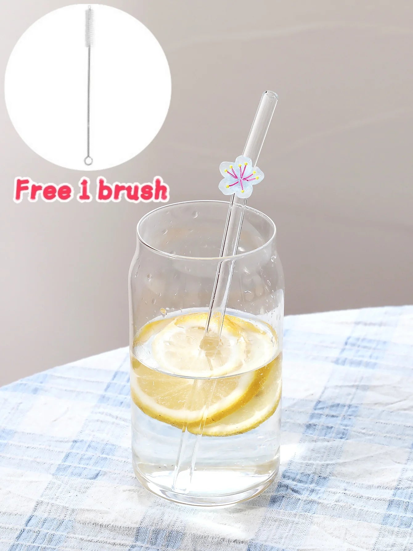 1/2PCS Flower Decorated Glass Straws, Perfect for Juice, Milk Tea, Drinks, School Supplies, Back-To-School Gifts