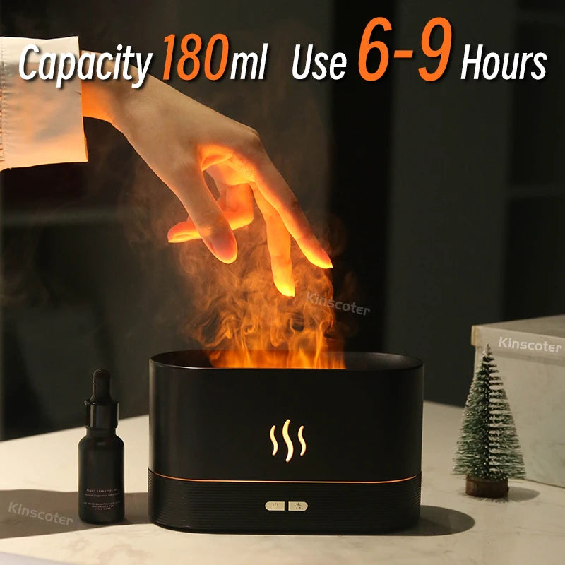 KINSCOTER Aroma Diffuser Air Humidifier Ultrasonic Cool Mist Maker Fogger Led Essential Oil Flame Lamp Diffuser
