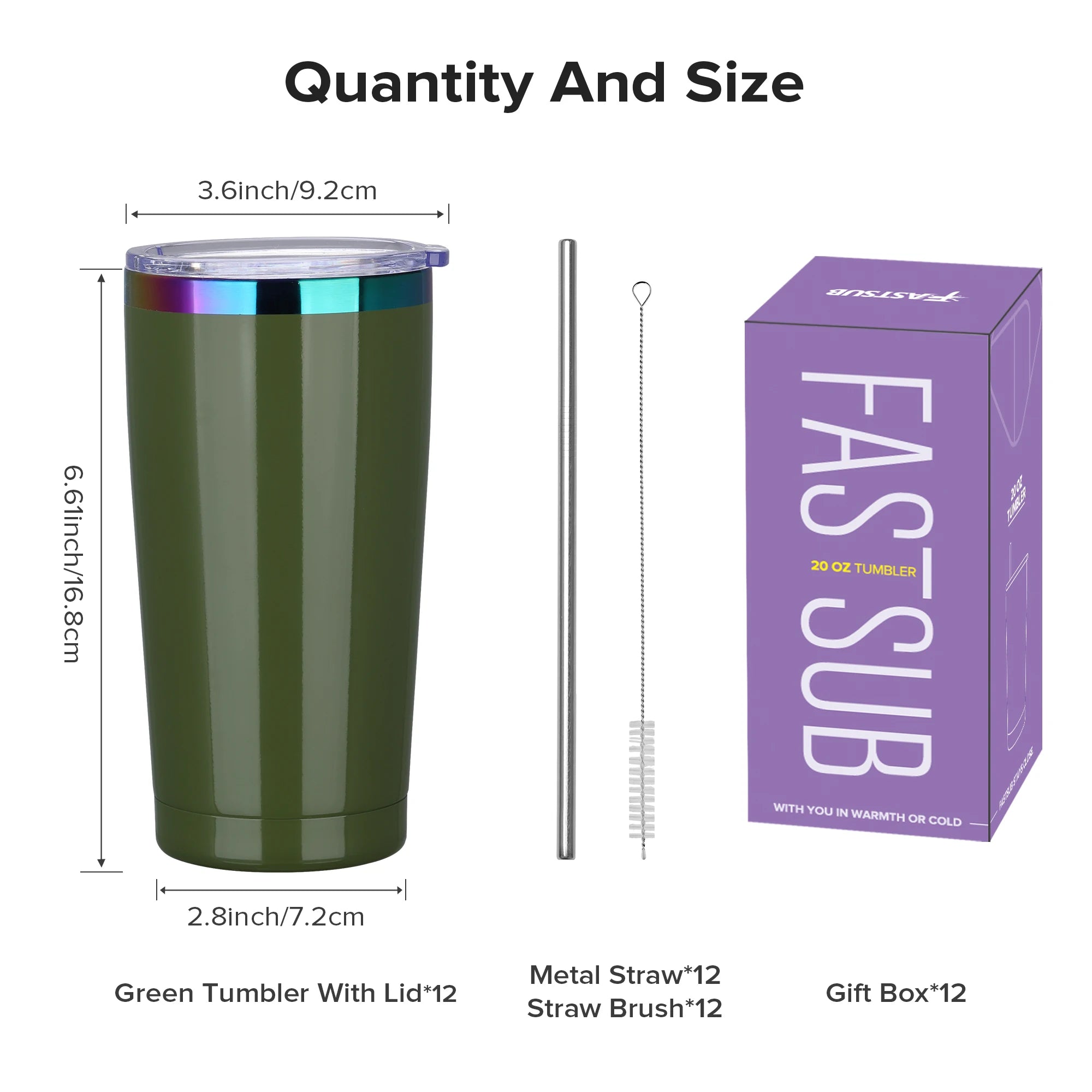 12 Pack 20 oz Stainless Steel Tumblers Bulk, Insulated Travel Cup with Lid,fit laser engraving,Car Cupholder(Assorted Colors)