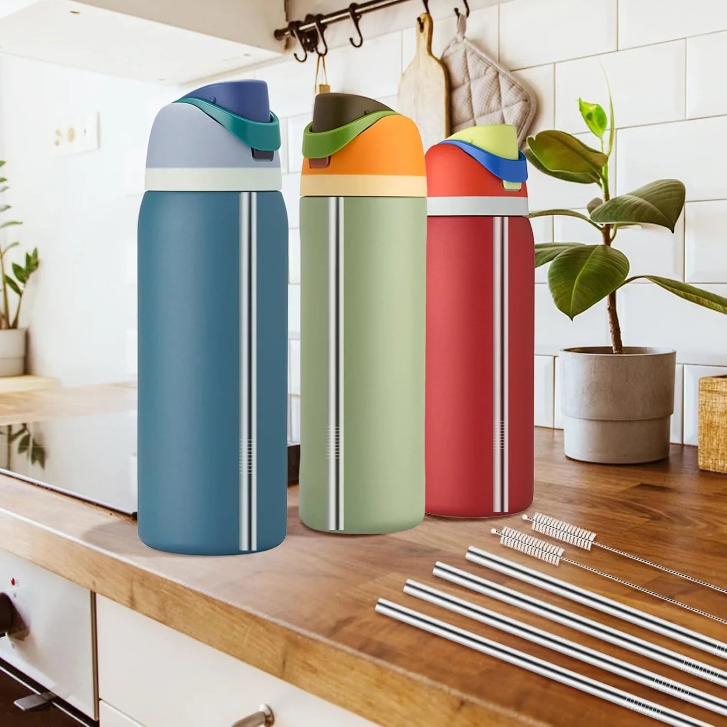 Reusable Stainless Steel Straws for Owala Water Bottle 40 oz Accessories,  Compatible With Owala FreeSip Water Bottle