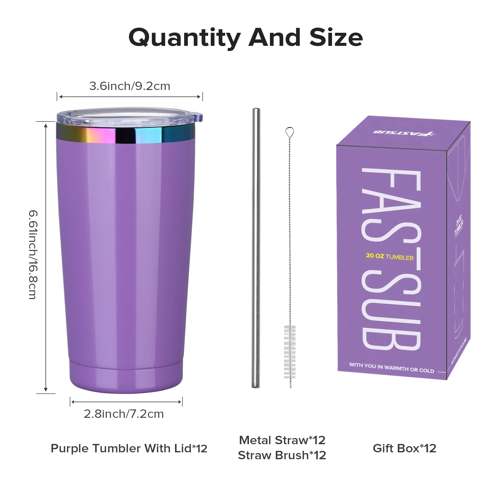 12 Pack 20 oz Stainless Steel Tumblers Bulk, Insulated Travel Cup with Lid,fit laser engraving,Car Cupholder(Assorted Colors)