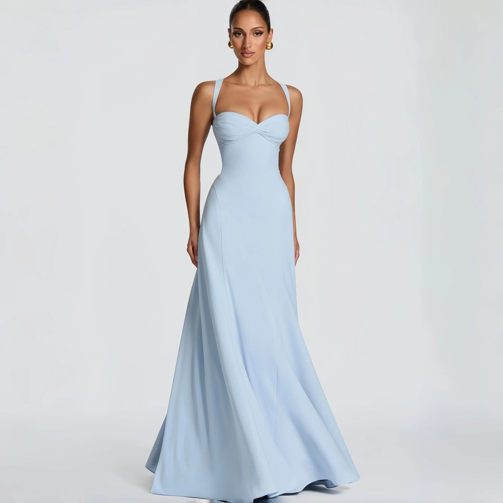 Minimal Burgundy Spaghetti Strap Prom Dress Twisted Draped Floor Length Evening Gown Women's Casual Dresses For Grand Events