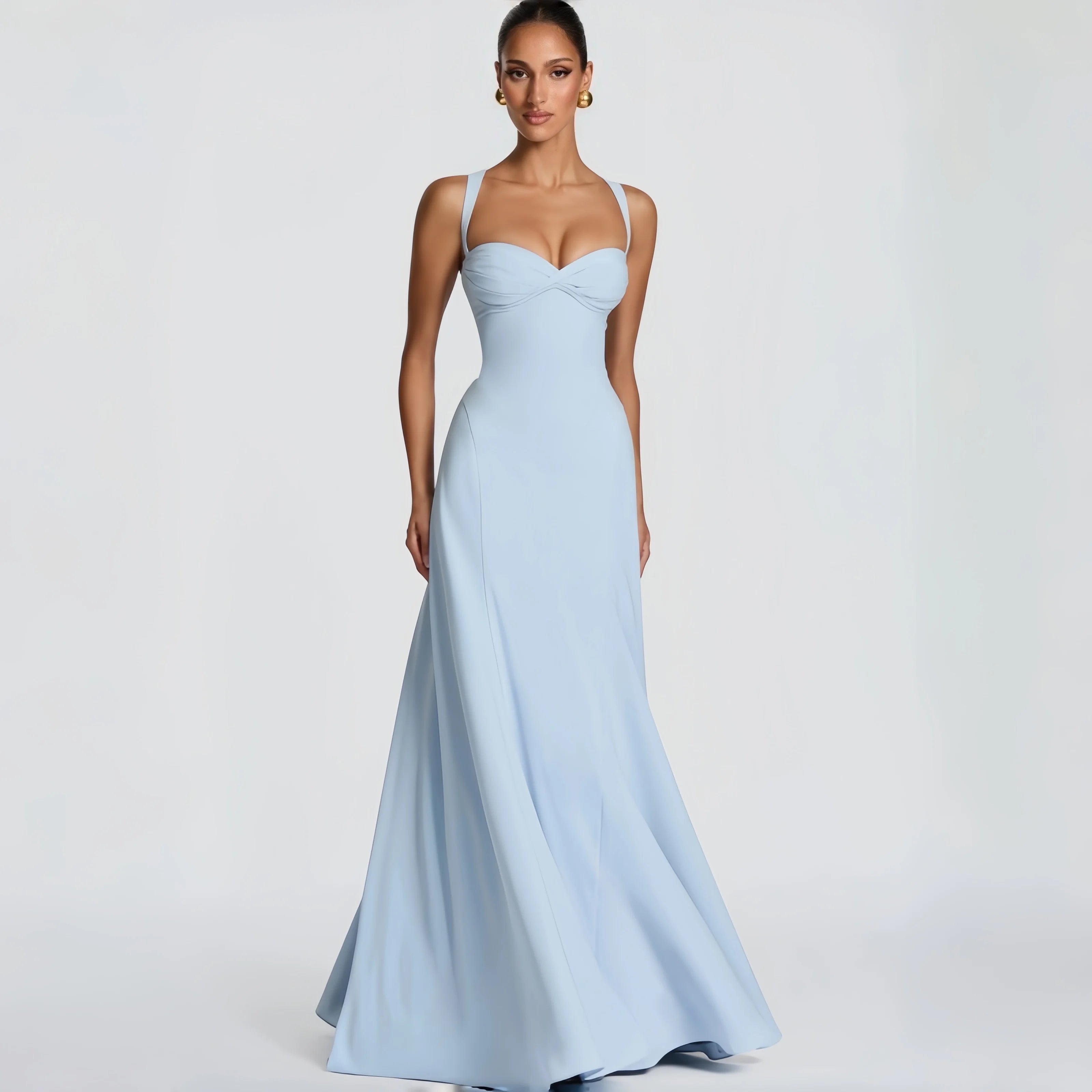 Minimal Burgundy Spaghetti Strap Prom Dress Twisted Draped Floor Length Evening Gown Women's Casual Dresses For Grand Events