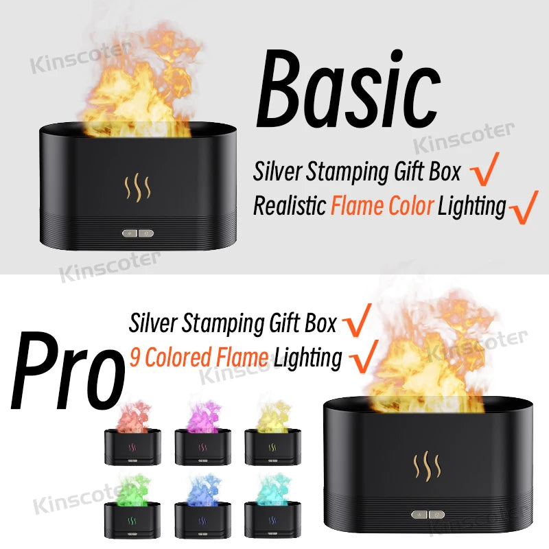 KINSCOTER Aroma Diffuser Air Humidifier Ultrasonic Cool Mist Maker Fogger Led Essential Oil Flame Lamp Diffuser